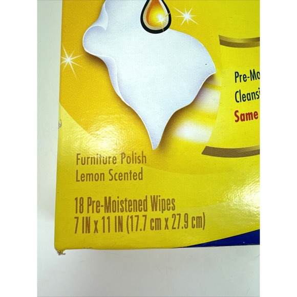 2 Packs Vintage Pledge Wood Wipes 18 Pre-Moistened Lemon Scented Wipes 7" x 11" - Picture 2 of 5